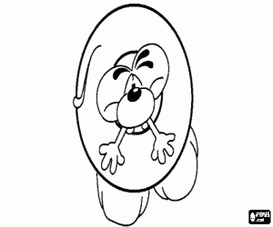 Letter O with the mischievous little mouse coloring page