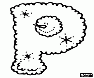 Letter P in winter or Christmas coloring page
