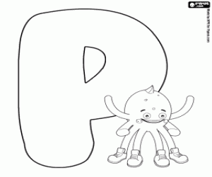 The letter P with Pypus coloring page