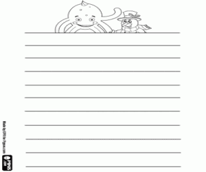 Letter with Pypus and snowman coloring page