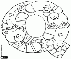 Letter Q, two bears intertwined coloring page