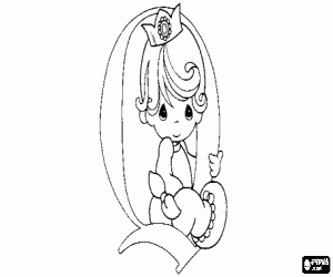 Letter Q with a baby queen coloring page