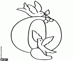 Letter Q with two little birds flying coloring page