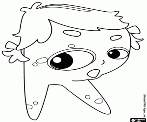 Letter R, a shy monster coloring page