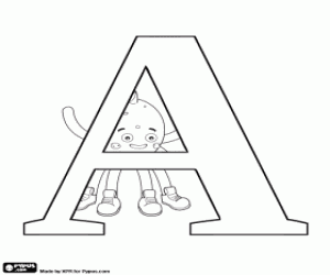 The letter A in Russian with Pypus coloring page