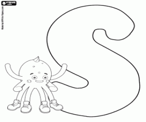 The letter S with Pypus coloring page