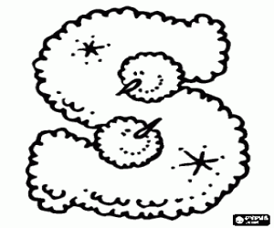 Letter S with two snowmen coloring page