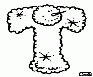 The letter T and the snowman coloring page