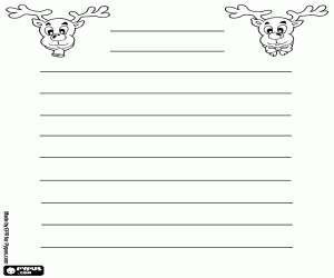 Letter with two reindeers faces coloring page