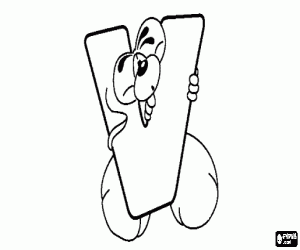 Letter V with the mischievous little mouse coloring page