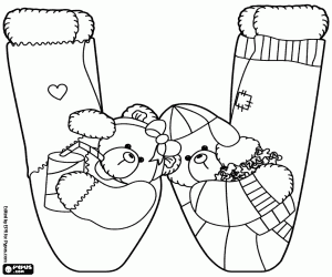 Letter W, a couple of young bears coloring page