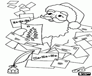Letters from children and SantaClaus coloring page