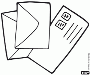Letters, correspondence on paper coloring page