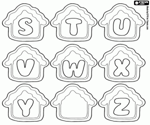 Letters from S to Z in little house coloring page