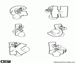 Letters G to R and the little mouse coloring page