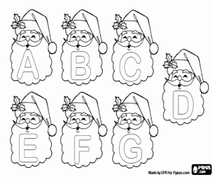 Letters A to G with Santa Claus coloring page