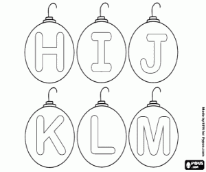 Letters from H to M, Christmas balls coloring page