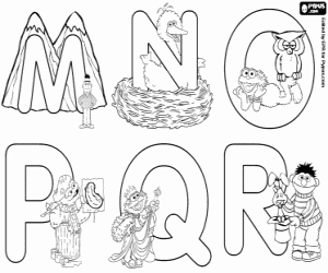 Letters M to R with Sesame Street coloring page