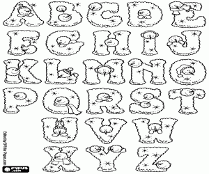 Letters of the winter alphabet coloring page