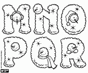 Letters in winter from M a R coloring page