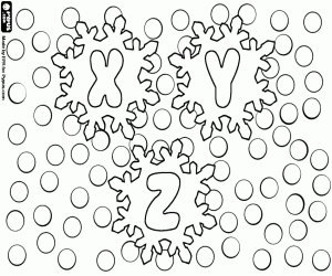 Letters X, Y, Z with snowflakes coloring page