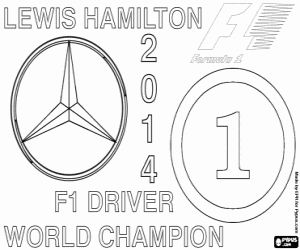 Lewis Hamilton, champion F1 2014 coloring page
