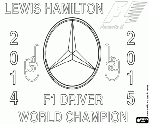 Lewis Hamilton, champion F1 2015 coloring page