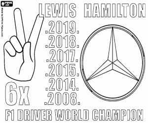 Lewis Hamilton, x6 world champion coloring page
