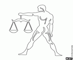 Libra, sign of the horoscope coloring page