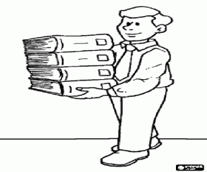 The librarian with books coloring page