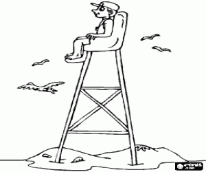 Lifeguard on the beach coloring page