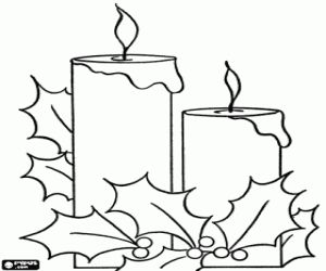 The light of candles in Christmas coloring page