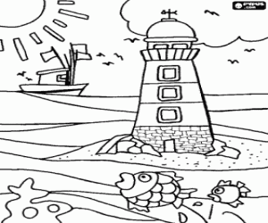 A lighthouse to guide ships coloring page