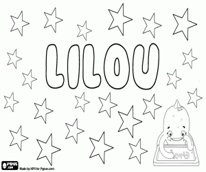 Lilou, feminine name coloring page