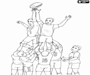 Line out in a rugby match coloring page