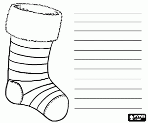 A list in a Christmas sock coloring page