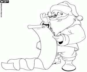 List of gifts and Santa Claus coloring page