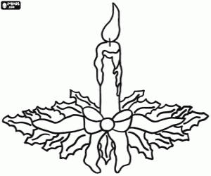 Lit candle for Christmas celebrations coloring page
