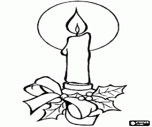 A lit candle of Christmas coloring page