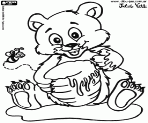 The little bear with the beehive coloring page