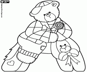 A little bear on horseback, letter A coloring page