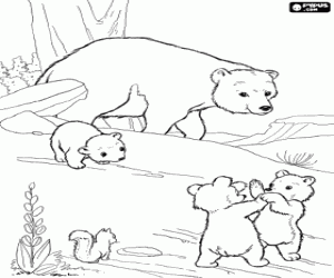 The little bears and mama bear coloring page