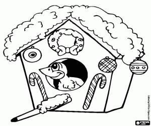 A little bird at Christmas coloring page