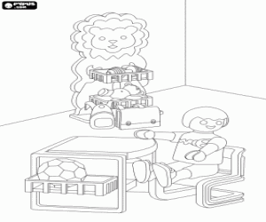 A little boy in his room, Playmobil coloring page