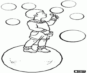 The little boy and the soap bubbles coloring page