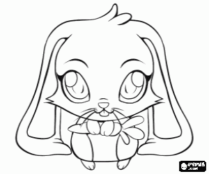 The little bunny with the carrot coloring page