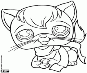 Little cat with scarf, LPS coloring page