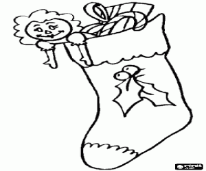 Little Christmas gifts in a sock coloring page