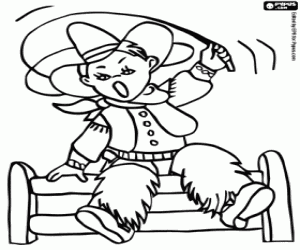 A little cowboy with the whip coloring page