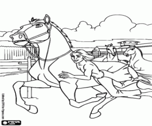 Little Creek with the horses coloring page
